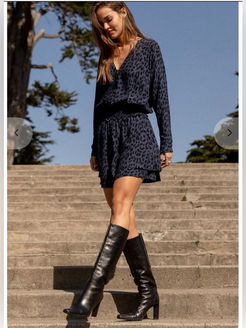 Rails Jasmine Long Sleeve Mini Dress in the Ash Cheetah, XS, like new!